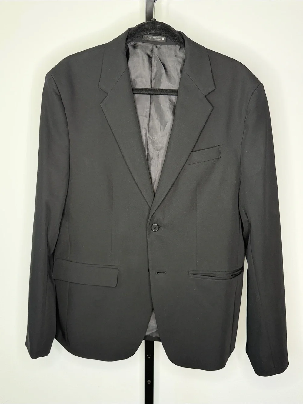 Zara Men's Black Single-Button Notch Lapel Sport Coat